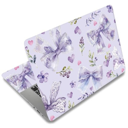 SUPERDANT 3Pcs Laptop Skin Sticker Cover Decal 14.96x10.63 Inch Pale Purple Bow Trim-to-Fit Scratch-Proof PVC Notebook Wrap for 13-16 Inch Laptops Purple - style: Pale purple bow