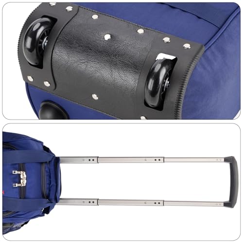 Boardingblue 17x10x9 Inches United Airlines Rolling Personal Item Under Seat Duffle Bag Luggage Suitable For Major Airlines Including Spirit, and Frontier Airline (Navy) - color: Blue