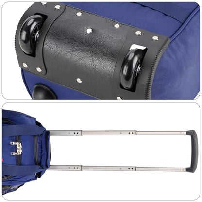 Boardingblue 17x10x9 Inches United Airlines Rolling Personal Item Under Seat Duffle Bag Luggage Suitable For Major Airlines Including Spirit, and Frontier Airline (Navy) - color: Blue