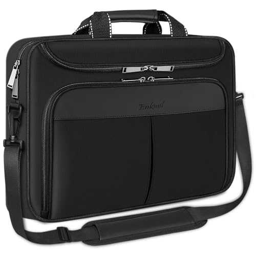 17-17.3 inch Laptop Briefcase with Reinforced Shoulder Strap | Waterproof Messenger Bag for Men Padded Handle, Business Travel Laptop Bag, Compatible with HP ZBook ThinkPad DELL Inspiron - size: 17"-17.3"