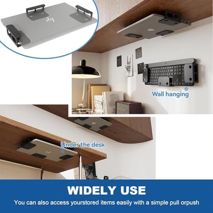 3 PCS Under Desk Laptop Mount, Universal Laptop Under Desk Mount Hidden Docking Station Holder, Space-Saving for MacBook Neo, Dell Laptop, Tablet, Keyboard, Cable Box, Network Switch