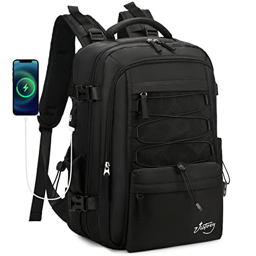 Travel Backpack for Women Men 15.6 Inch Laptop Backpacks with USB Port Carry on Backpack Flight Approved Large Back Packs College Bookbags Outdoor Sports Hiking Rucksack Casual Daypack (Black) - color: Black, size: 15.6 Inch