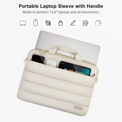 MOSISO Laptop Bag for Women, Computer Bags | Puffy Sleeve Case Laptop Shoulder Bag with Handle&Pocket
