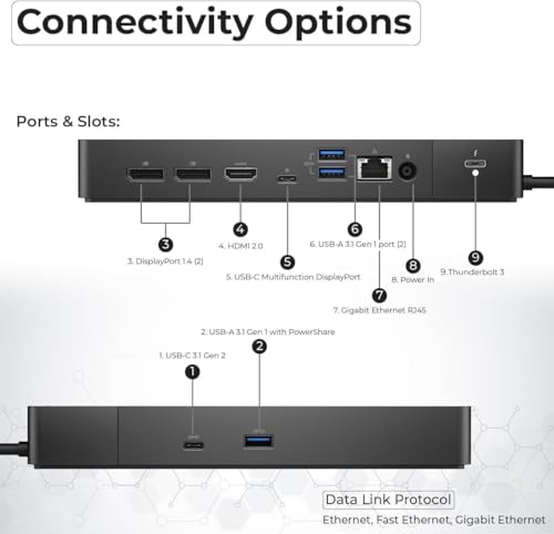 Dell WD19TBS Thunderbolt Dock Bundle - 4K Display, 1 Year Warranty, Dell Docking Station Dual Monitor with 180W Adapter, Anyhdd HDMI, DisplayPort, Thunderbolt Cable - Laptop & Computer Docking Station - style: WD19TBS Renewed