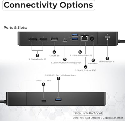 Dell WD19TBS Thunderbolt Dock Bundle - 4K Display, 1 Year Warranty, Dell Docking Station Dual Monitor with 180W Adapter, Anyhdd HDMI, DisplayPort, Thunderbolt Cable - Laptop & Computer Docking Station - style: WD19TBS Renewed