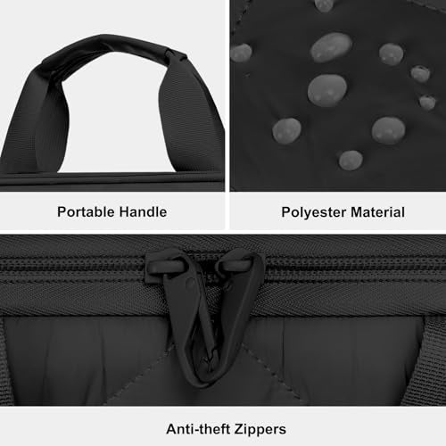 MOSISO 360 Protective Laptop Shoulder Bag, Double Layer Fluffy Padded Laptop Bag with Anti-theft Zipper - color: Black, size: 13.3 inch