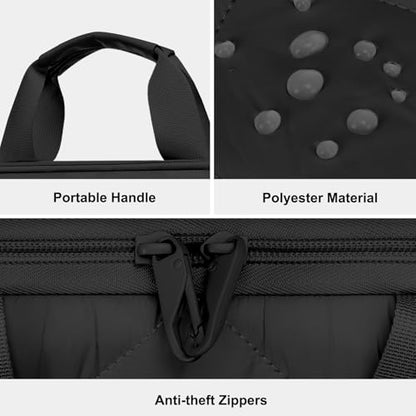 MOSISO 360 Protective Laptop Shoulder Bag, Double Layer Fluffy Padded Laptop Bag with Anti-theft Zipper - color: Black, size: 13.3 inch