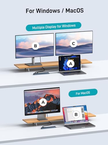 USB C Docking Station Dual Monitor with USB-C 100W Charger, 12-in-1 Laptop Dock with Dual HDMI 4K@30~60Hz, PD 100W, 5Gbps USB Ports*4, SD/TF Slot, Ethernet, Audio for MacBook/Dell/HP/Lenovo/Asus/Acer - style: with 100W Charger