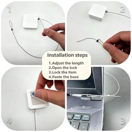 Retractable Cable Lock with Cable tie, to Prevent Loss of Various adapters and Security Locks During Meetings,Also for exhibits, Remote Controls and Harnesses (2, 4.9ft) - size: 4.9ft