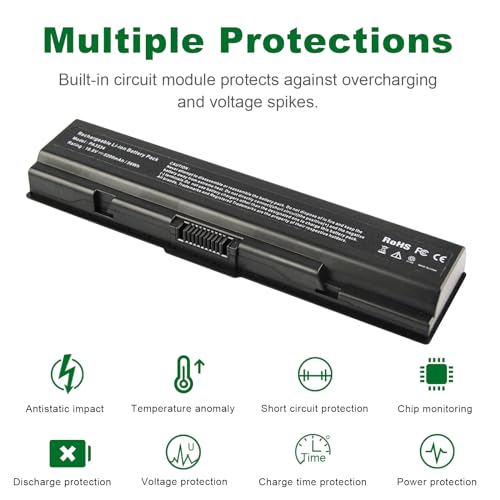 Futurebatt Laptop Battery 5200mAh for PA3534U-1BRS Toshiba Satellite A200 A205 A210 A215 A300 A300D A305 A305D L200 A215-S4697 A505-S6012 A505-S6016 - size: PA3534 8.86 3.15 1.38in