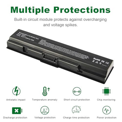 Futurebatt Laptop Battery 5200mAh for PA3534U-1BRS Toshiba Satellite A200 A205 A210 A215 A300 A300D A305 A305D L200 A215-S4697 A505-S6012 A505-S6016 - size: PA3534 8.86 3.15 1.38in