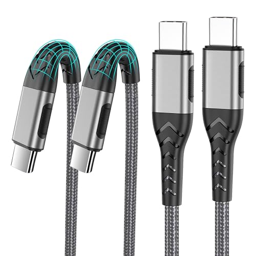 2Pack 10ft USB C Charger Cable - 100W Fast Charging for Android/Phone/Pad, Type C to Type C Compatible with iPhone 17/16/15 Pro Plus Max Silver - color: Silver, size: 10ft