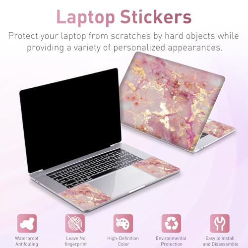 Pink Cloud Vinyl Laptop Sticker, Waterproof Reusable Decal for 12-15.6 inch Notebooks, Cartoon Bubble Design - color: Nice Pink Marble
