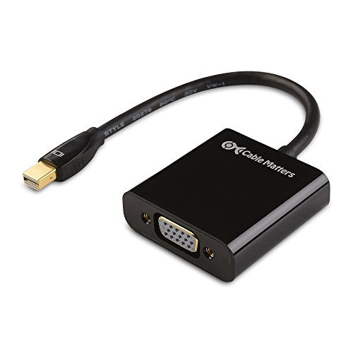 Cable Matters Mini DisplayPort to VGA Adapter, Mini DP to VGA, Black | Thunderbolt 2 and Thunderbolt Ports Compatible
