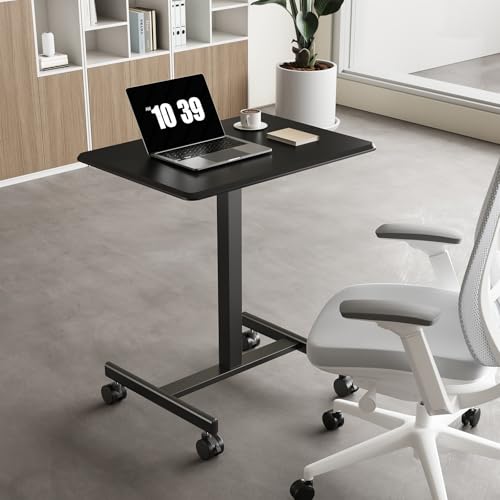 OLIXIS Mobile Rolling Desk with Wheels,Adjustable Laptop Desk, Black | Adjustable Rolling Design Creates a Flexible Workspace for Home Office - color: Black