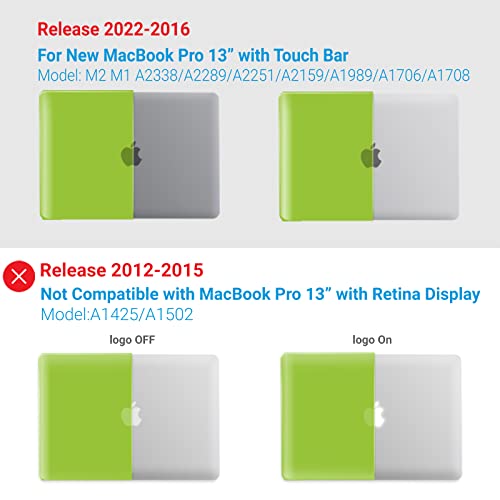 IBENZER Compatible with MacBook Pro 13 Inch Case M2 M1 2026 2025 2024 2023 2022 A2338 A2289 A2251 A2159 A1989 A1706 A1708, Hard Shell Case & Keyboard Cover for Mac Pro 13, Avocado Green, T13AVGN+1 - color: Avocado Green