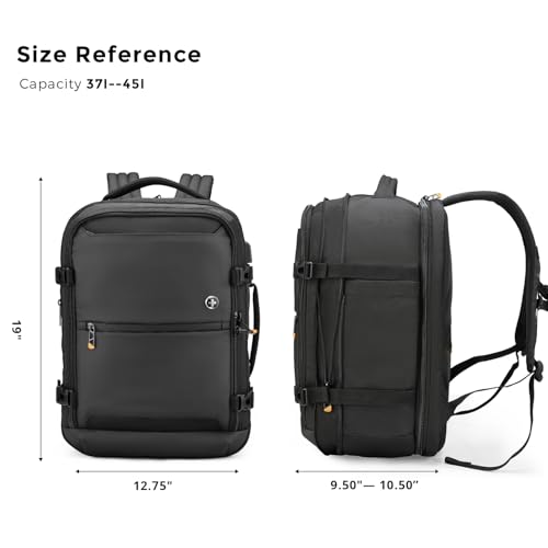 Swissdigital Design Travel Laptop Backpack 43l with USB Charging Port,TSA Friendly Flight Approved Carry-on Luggage Hand,Business Backpack,Large Weekender Bag Fits 17 Inch Laptop Black | SD1748-01 - color: Black