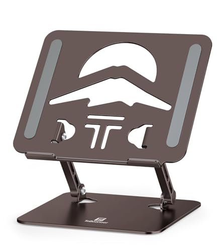Z-Shaped Laptop Stand for Desk Fits 10"-16" Notebook Coffee Brown | Adjustable Ergonomic Riser With Portable Folding Design for Comfortable Desk Work, Fit for MacBook, Dell, Acer and HP Laptops - color: Coffee Brown