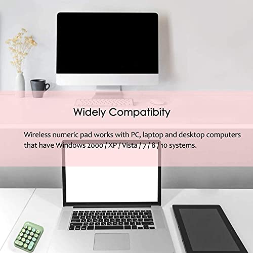 FELICON Wireless Numeric Keypad 18 Keys with 2.4Ghz USB Receiver-Green Mix | Colorful Round Keycap,Mini Portable Silent Number Pad,Financial Accounting Membrane Keyboard Extensions for Laptop Desktop PC - color: Green Mix