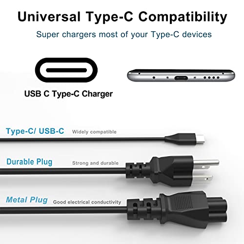 Universal 45W USB Type C Charger Compatible with HP ChromeBook x360 11A G8 EE/ 11MK G9 EE Lenovo Acer Chromebook 311 315 Asus Samsung Chromebook Computer AC Power Adapter