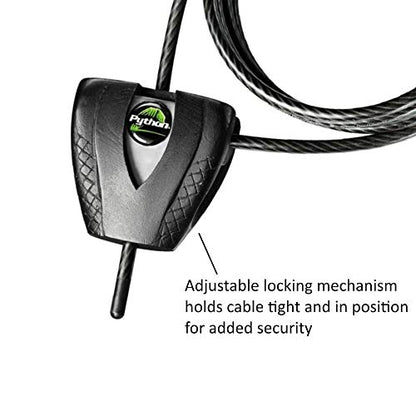 Master Lock 8417D Cable Lock, Python Adjustable Keyed Cable Lock, 6 ft. Long, 4 Pack Bundle with Keychain Light