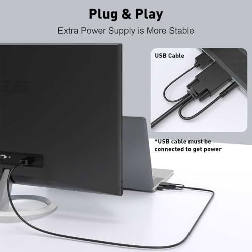 UANTIN VGA to DisplayPort Cable 6FT, 1080P@60Hz Uni-Directional | VGA Computer to DP Monitor Adapter Male to Male Gold-Plated Cord Compatible with Laptop, PC, AMD, NVIDIA