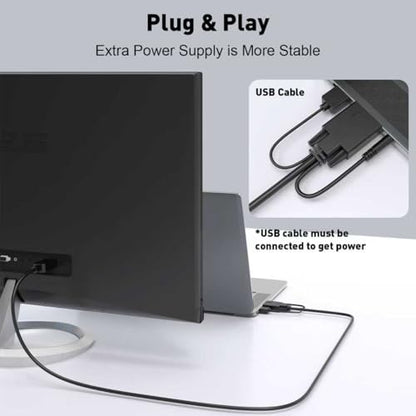 UANTIN VGA to DisplayPort Cable 6FT, 1080P@60Hz Uni-Directional | VGA Computer to DP Monitor Adapter Male to Male Gold-Plated Cord Compatible with Laptop, PC, AMD, NVIDIA