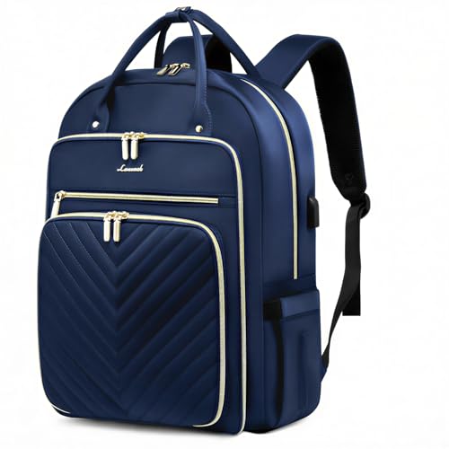 LOVEVOOK 17.3 Inch Laptop Backpack for Women,Fashion Work Backpack Purse for Women Men,Waterproof Travel Work Backpacks Purse for Teacher Nurse, Navy Blue. - color: Navy Blue, size: 17.3 inch-Standard Laptop Compartment