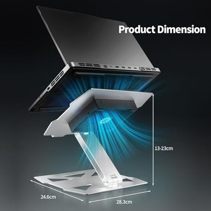 IMMOENUC Laptop Cooling Stand with Peltier Cooler Adjustable Height & Angle, Whisper-Quiet Aluminum Thermoelectric Cooler for 12-19 Inch Laptops, MacBook/Dell/HP/Lenovo Fast Cooling Notebook