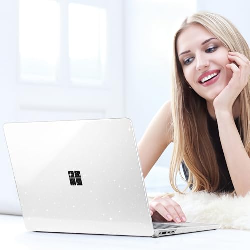 Batianda Glitter Case for Surface Laptop 13.8 Inch 2024-2026, Starry Clear | Fits Surface Laptop 7th/8th for Business, Subtle Glitter Mist Finish, 1.2mm Lightweight Ultra-Slim Hard Shell 4-in-1 Bundle - color: Bling Clear