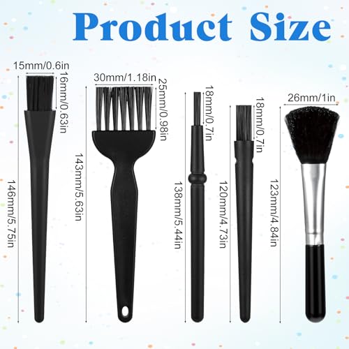Mini Keyboard Brush, 5 Pcs PP Handle Nylon Anti-Static Keyboard Cleaning Brushes Kit Portable Dusting Brushes for Keyboards Car Interior Motherboard Camera Small Electronics Cleaning