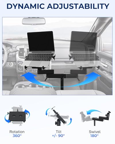 Truck Laptop Mount Fit for 2012-2025 Dodge Ram 1500 2500 3500 4500 5500, No-Drill Vehicle Computer Mount for Truck