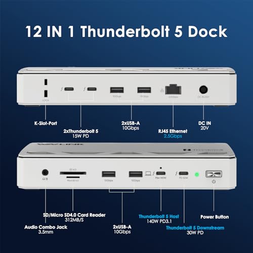 WAVLINK Thunderbolt 5 Dock, Intel Certified TB5 Docking Station, 120Gbps | Single 8K@144Hz, 140W PD, 2.5G Ethernet, 4×USB-A 10Gb, SD 4.0, for Windows 11/Mac OS 14.6 or Later TB5/4 Laptops