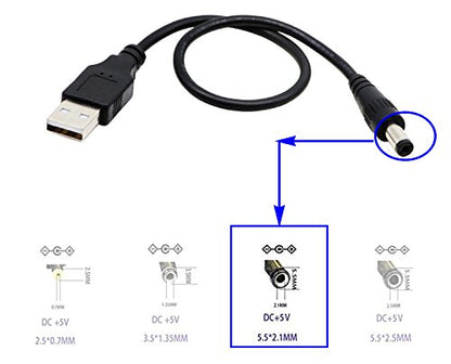 USB 2.0 A Male to DC 5.5x2.1mm Male Adapter Cable 5 Volt DC Barrel Power Jack Charging Cable for Tablet, Electronic Dog, Access Control Attendance (28CM/11inch, DC 5.5x2.1mm)(2packs) - color: 28CM DC 5.5x2.1mm