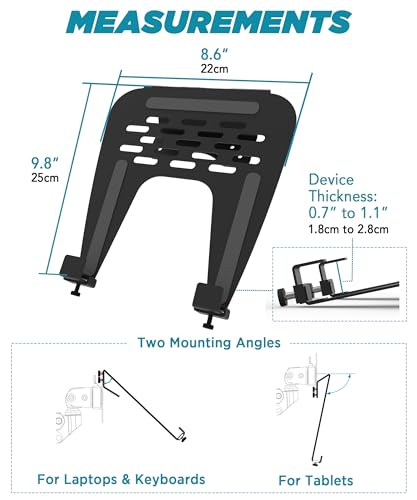ULTRARM Steel Laptop Tray Holder for VESA Monitor Arm, Stand & Mount | 29 lb Capacity, Vented Cooling Platform, Smooth Access Design, VESA 75/100 Mounting Holes, Also Fits Tablets, Black, MAAC-L