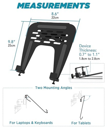 ULTRARM Steel Laptop Tray Holder for VESA Monitor Arm, Stand & Mount | 29 lb Capacity, Vented Cooling Platform, Smooth Access Design, VESA 75/100 Mounting Holes, Also Fits Tablets, Black, MAAC-L