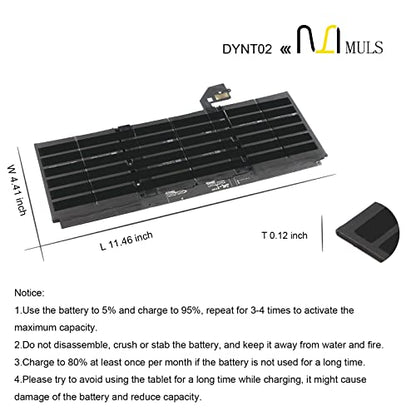 DYNT02 Tablet Battery for Microsoft Surface Laptop 3 Gen 13.5"Keyboard Base | 867 1868 15 Core i5-1035G7 Series G3HTA052H G3HTA053H G3HTA057H G3HTA058H 7.58V 6041mAh 45.8Wh with Tools, Extended runtime