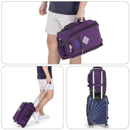 17x10x9 Inches United Airlines Rolling Personal Item Under Seat Duffle bags Suitable For Major Airlines Including Spirit, and Frontier Airline - color: Purplee