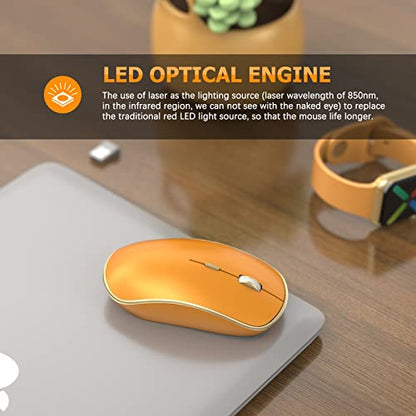 JOYACCESS J 2.4G Wireless Mouse, Soft Click, Silent Travel, 3200 DPI, 5 Adjustment Levels, for Laptop, Mac, PC, Notebook - Orange - color: Orange
