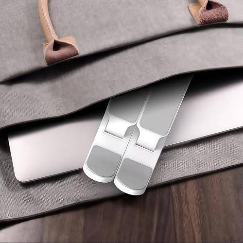 Adjustable Laptop Stand for Desk - Foldable & Portable Laptop Riser, Ergonomic Multi-Angle Computer Stand, Heat Dissipation Notebook Holder Fit for MacBook, Air, Pro, Dell, HP 10-17.3"（White - color: White