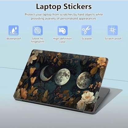 Universal Laptop Skin Sticker with 2 Wrist Pad Skins, Waterproof Scratch Resistant Vinyl Laptop Cover Decal, Cut to Fit for 11–15.6 Inch MacBook HP Dell Lenovo, Autumn Moon - color: Autumn Moon