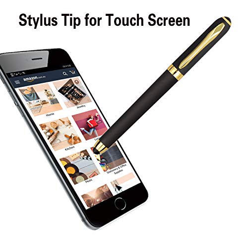 Gel Ink Rollerball Stylus Pen - 18 Pack,1.0mm Gel Pen Bold Point,2 in 1 Capacitive Stylus Pen,Large Capacity Black Ink,Writing Smoothly for Office,Business,Gift,Metal Gold Clip - color: 1.0mm-18Pack-Black