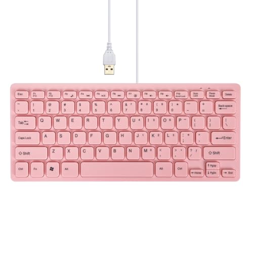 MCSaite Mini Wired Pink Keyboard - with Keyboard Cover Computer keypad for Laptop MAC Windows 10/8 / 7 / Vista/XP (Pink+Keyboard Film)