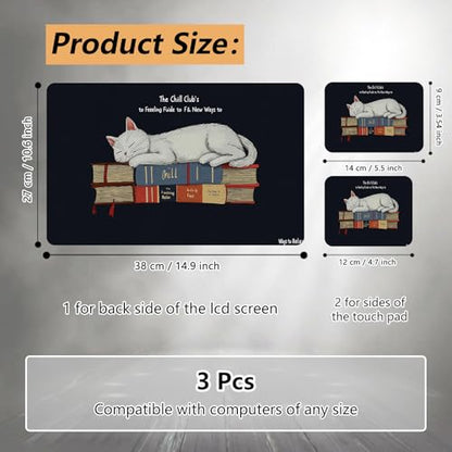 Laptop Skin Sticker for 12.1”-15.6“ Laptops (Fits 13”, 13.3”, 14”, 15”, 15.4”) | Protective Universal Reusable Vinyl Art Decal Cover | Waterproof & Scratch-Resistant-White Cat Relax Chill Clubs - color: White Cat Relax Chill Clubs
