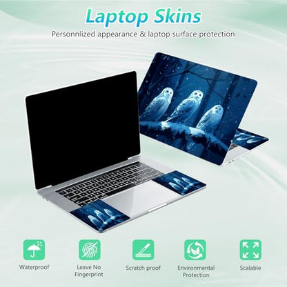 Laptop Skin Sticker Decal 12"-15.6" Universal Laptop/Notebook/Netbook Vinyl - Waterproof Scratch Resistant,Fits HP Dell Lenovo MacBook,2 Free Wrist Pads,Easy Apply & Remove,Cute Cartoon Owl - color: Cute Cartoon Owl