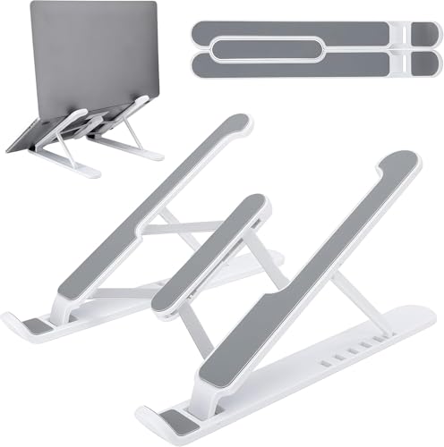Adjustable Laptop Stand for Desk - Foldable & Portable Laptop Riser, Ergonomic Multi-Angle Computer Stand, Heat Dissipation Notebook Holder Fit for MacBook, Air, Pro, Dell, HP 10-17.3"（White - color: White