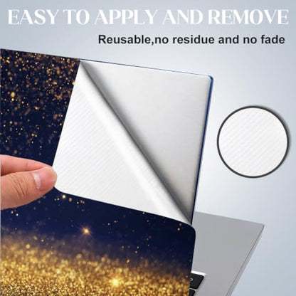 SUPERDANT 3 Pcs Laptop Skin Sticker Cover Decal Golden Sequin Sparkling Spots PVC Waterproof Scratch-Resistant Trim-to-Fit for 12-15.6 Inch Notebook Wrap Personalize Gift 15x10.6in