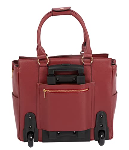 JKM & Company EXECUTIVE Burgundy Computer iPad, Laptop Tablet Rolling Tote Bag Briefcase Carryall Bag - color: Bordeaux