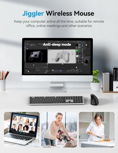 TECKNET Ergonomic Mouse with Jiggler, Bluetooth Wireless Vertical Mouse, 4800DPI Rechargeable Carpal Tunnel Mouse, Undetectable Random Movement Keeps Computers Awake for PC, Laptop, Mackbook - color: Dark Grey