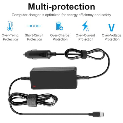 TREE.NB 90W Faster Charger USB-C Laptop Car Charger for ASUS Chromebook CX1 Flip, MacBook Pro Air, Lenovo Chromebook Flex 3 5 Yoga IdeaPad 3 11, Acer Chromebook Spin, Easy to use, Black - size: 90W